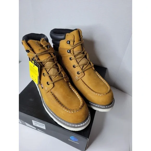 SUREWAY 6" Men's Heavy Duty Leather Soft Toe Work‎ Boots Light Brown Size 13 US - Picture 2 of 9